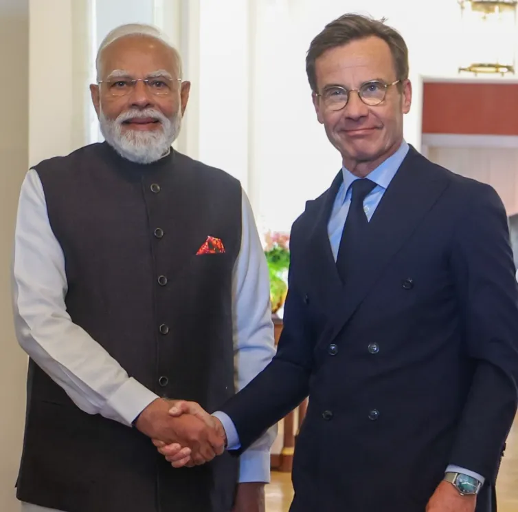 Indian PM Narendra Modi with Swedish PM Ulf Kristersson